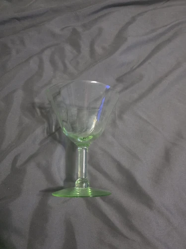 Vintage Uranium Glass Wine Champagne Glass Low Sherbet Glows Green