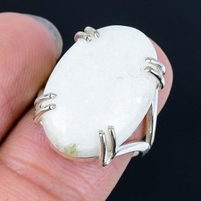 Beautiful Scolecite Gemstone Handmade 925 Sterling Silver Ring Size 7