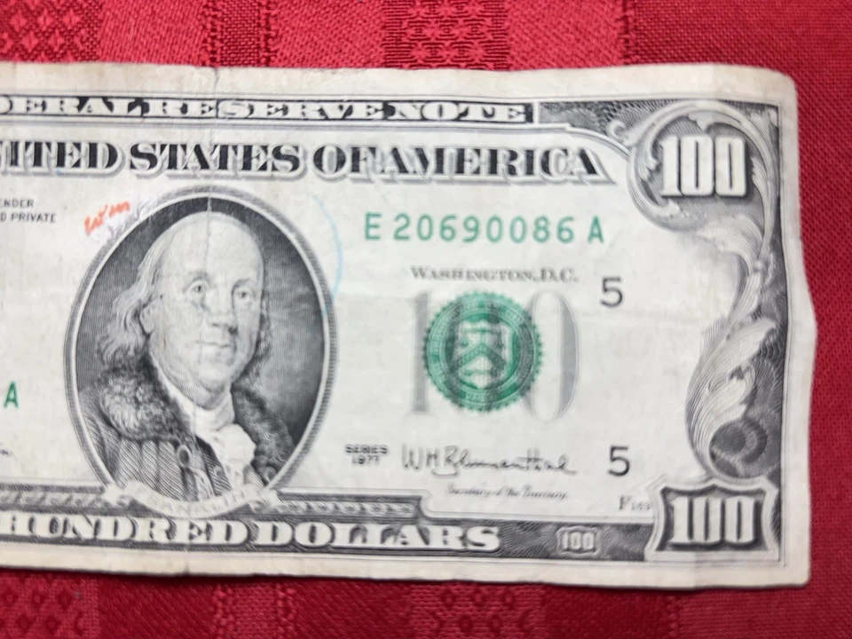 Series 1977 $100 One Hundred Dollar Bill Small Head Old Style RARE - Image 2 of 4