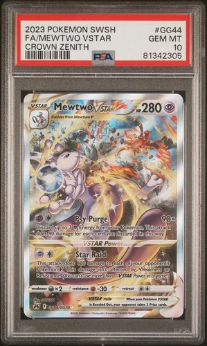 PSA 10 MEWTWO VSTAR GG44/GG70 | Crown Zenith Full Art Graded Pokemon Card
