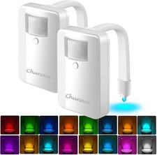 2 Pack Toilet Night Lights with Motion Activated Sensor,16-Color Changing LED