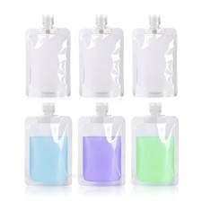 6 Pack Travel Pouches for Toiletries, 100ml/3.51fl oz Fluid Makeup Packing Ba...