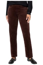 Denim & Co. Women's Stretch Velvet Straight Leg Pull-On Pant Choco