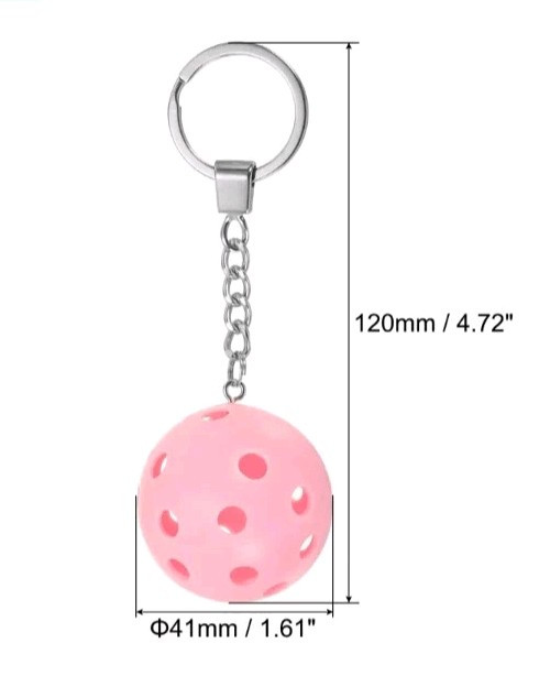 Mini Pink PE Plastic Pickleball Keychain Ornament