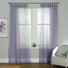 Home Curtains Voile Tab Top Curtain Pair / Panels –Lavender - Various Sizes