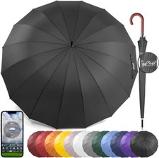 Royal Walk Windproof Large Umbrella for Rain 54 Inch Automatic Open Black