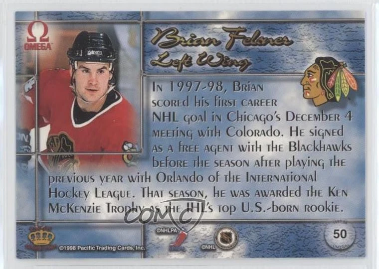 1997-98 Pacific Omega Brian Felsner #50 Rookie RC - Image 2 of 2