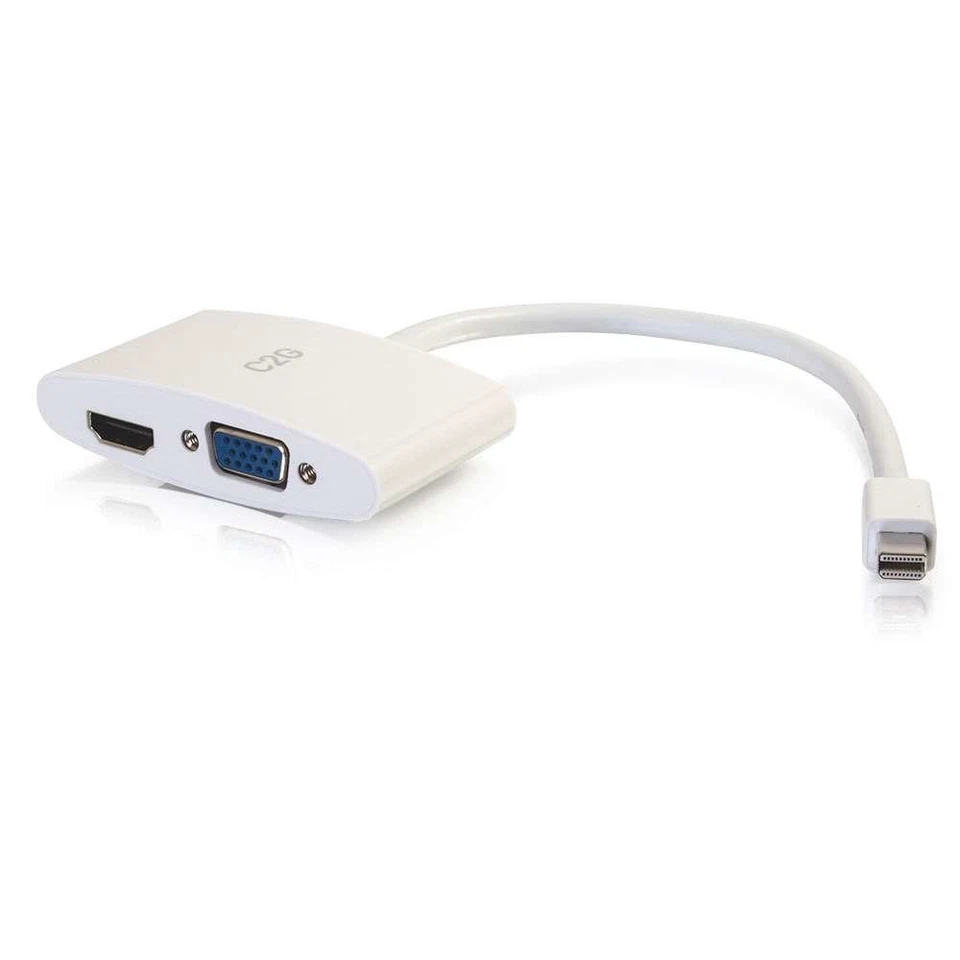 C2G Mini DisplayPort to HDMI or VGA Adapter 4K - 8" White Cable (28272) - New - Image 2 of 2