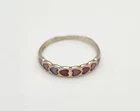 GCJ Vintage Sterling Silver Pink Mother of Pearl Inlay Heart Motif Ring Size 5
