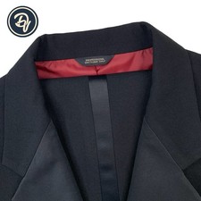 1980's 37 R Yves Saint Laurent Black 1 Button Notch Satin Lapel Wool Tuxedo