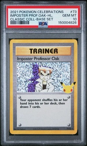 PSA 10 Gem Mint 2021 Pokemon Celebrations Imposter Professor Oak Holo #73
