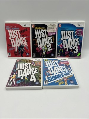 Just Dance 1, 2, 3 4 & Summer Party (Nintendo Wii) 5 Game Lot