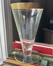 One Tiffin Franciscan Rambler Rose Iced Tea Glass Gold Footed Replacement Gilded