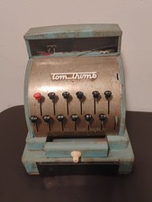 Tom Thumb Vintage Metal Cash Register Toy Western Stamping Blue Green