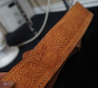 Leather embossed tan gun holster belt with padded lining — photo 8