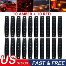 20x Amber/Red 6 LED Side Marker Clearance Lights For Truck Trailer RV Waterproof