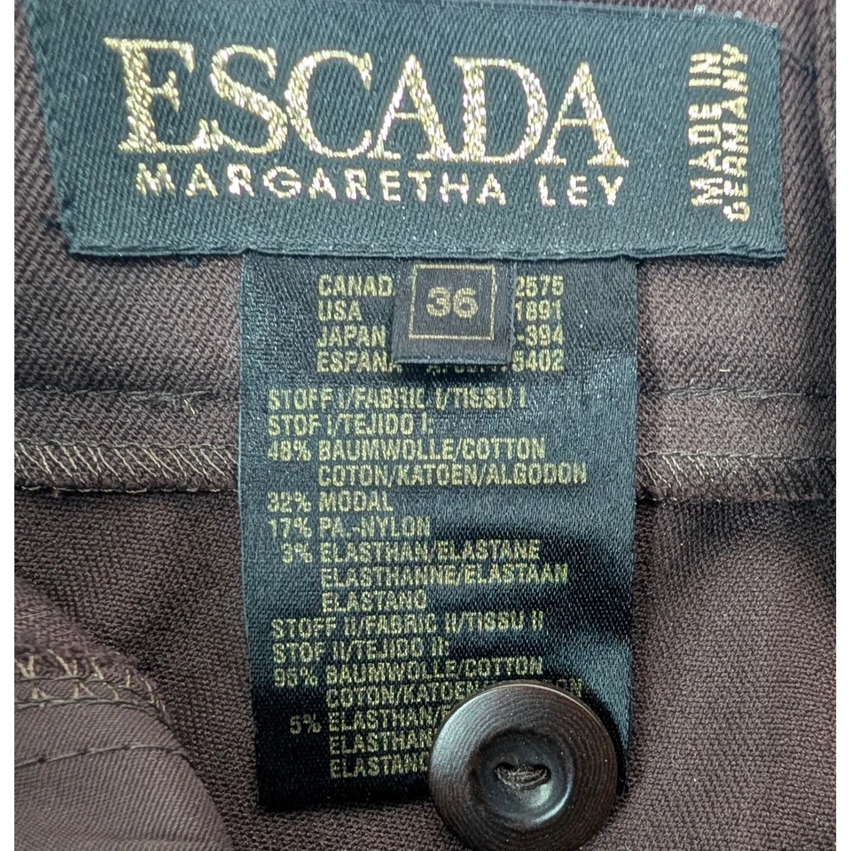 Pantalones Escada Margaretha Ley Pana Tiro Alto Elastizados Alemania Marrón Talla 36 Foto 2 de 4