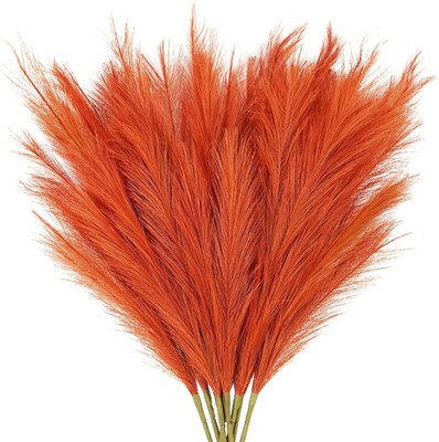 8pcs Orange Pampas Grass Tall, 35'' Fluffy Faux Colored Pompas Grass Artificia...