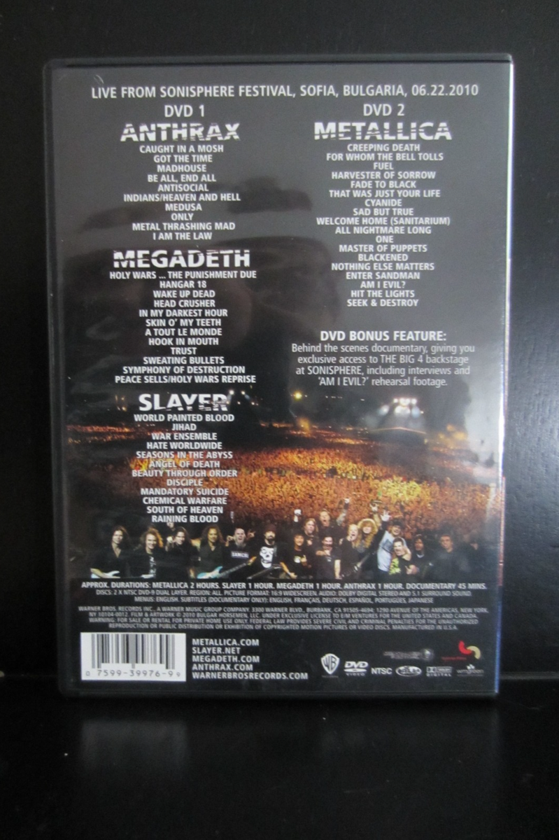 廃盤限定国内盤DVD The Big4 The Big 4 (2 DVD, 2010) Slayer, Megadeth, Anthrax, Metallica