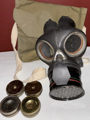 British WW2 Civilian Gas Mask Original Authentic Used 1940s Vintage Military