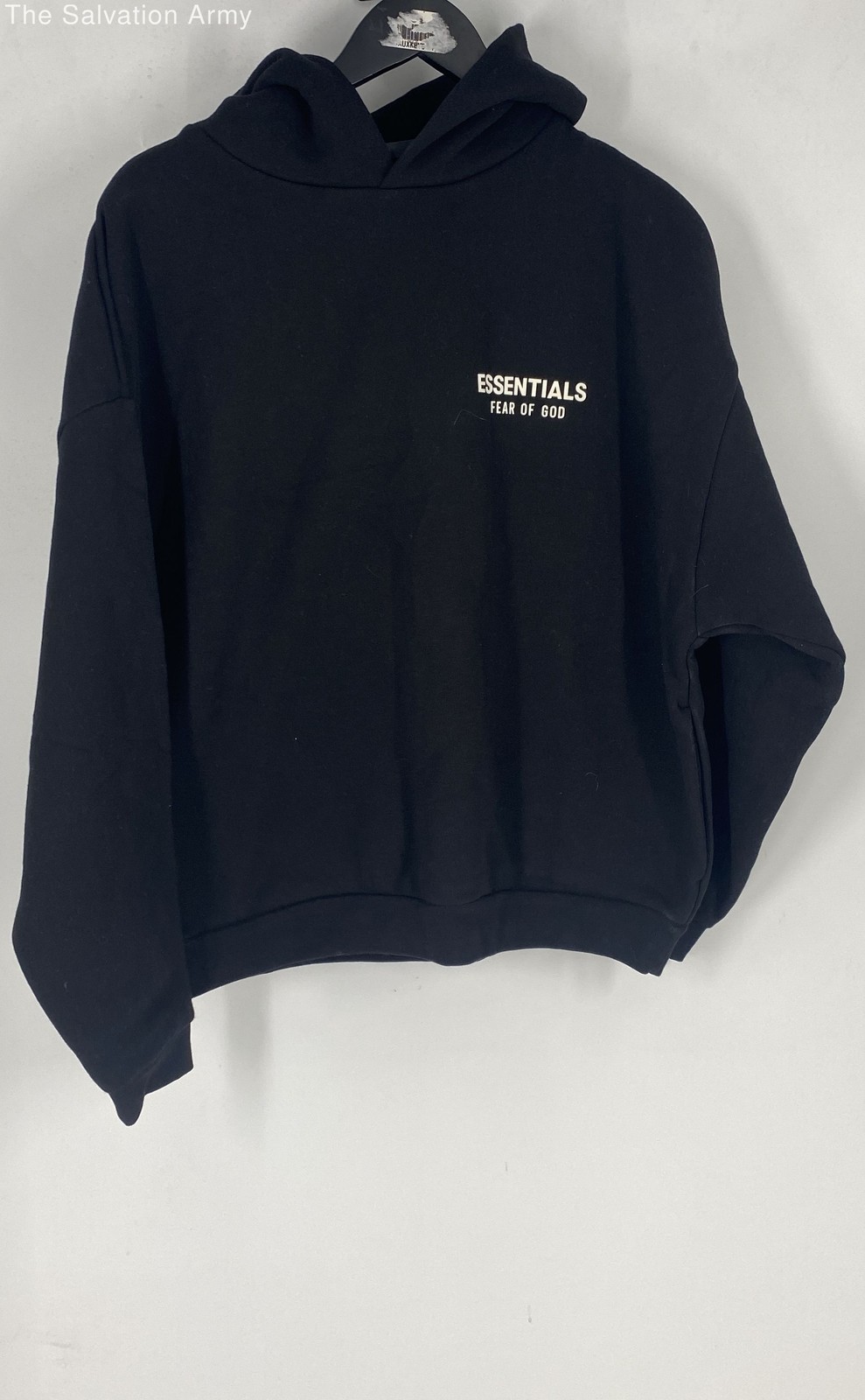 Fear Of God Essentials Mens Black Long Sleeve Pullover Hoodie Size S