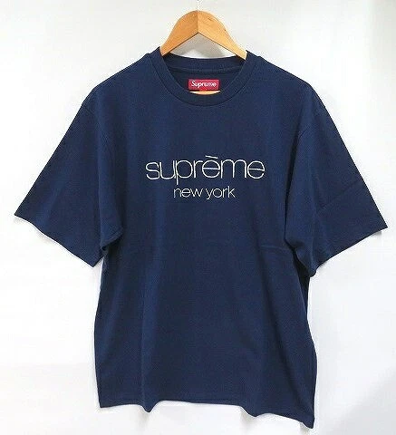 T shirt Supreme 23FW Classic Logo S/S bleu marine moyen occasion