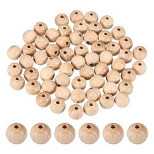60Pcs 15mm Wood Beads Unfinished Pure Natural Round Wooden Beads