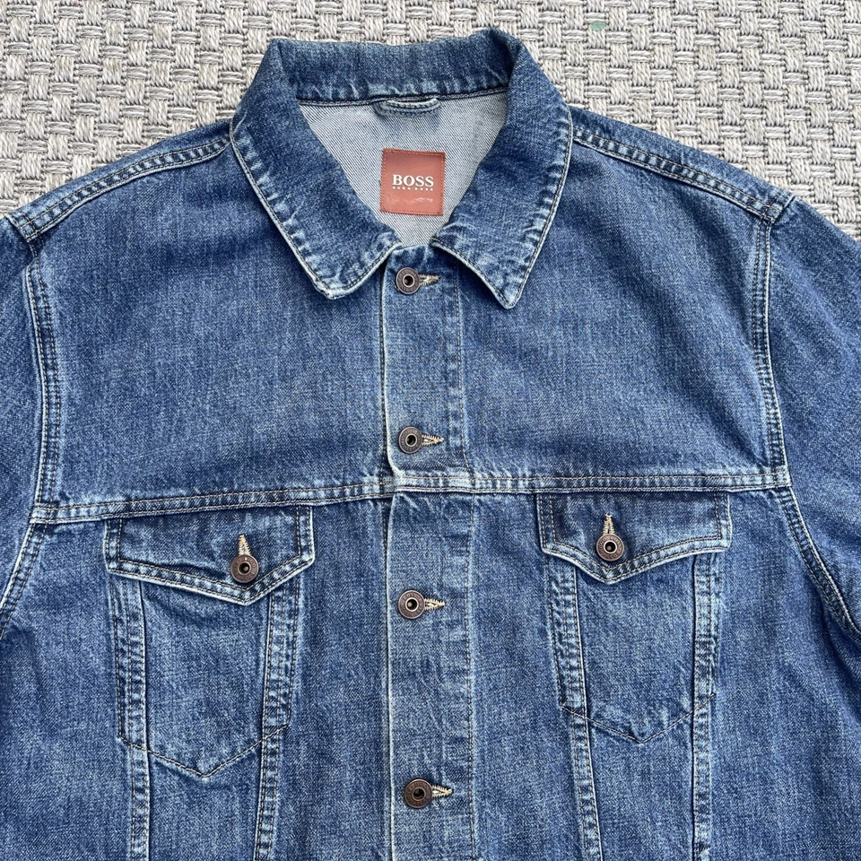 Hugo Boss Blue Denim Jacket Trucker Chore Barn Coat Size XL - Image 3 of 4