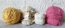 Lily The Original Sugar 'N Cream Cotton 4 Ply Yarn Lot of Pink Rose-Yellow-White