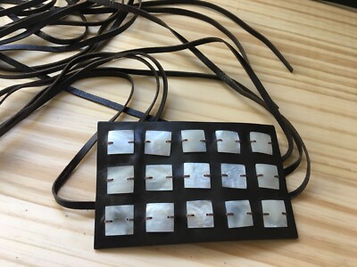 'S Max Mara Belt w/ Leather Cords Mother Of Pearl Chips On Big Rectangle Panel
