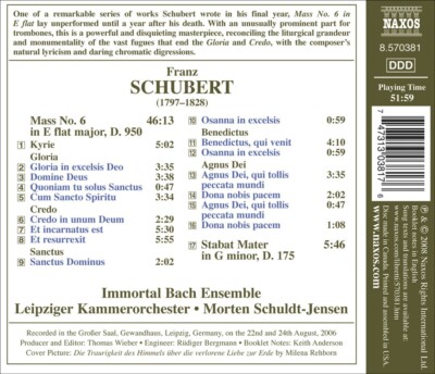 SCHUBERT: MASS IN E FLAT MAJOR; STABAT MATER NEW CD