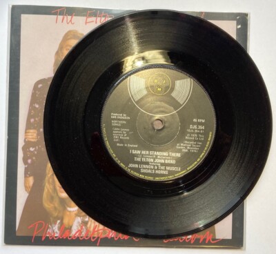 Elton John [John Lennon], I Saw Her Standing There, 45 & pic slv (UK, 1975), M-