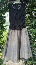 SL Fashions Women's Formal Black Below Knee Dress Sz 10 Pin Up Pink Pearl #0015