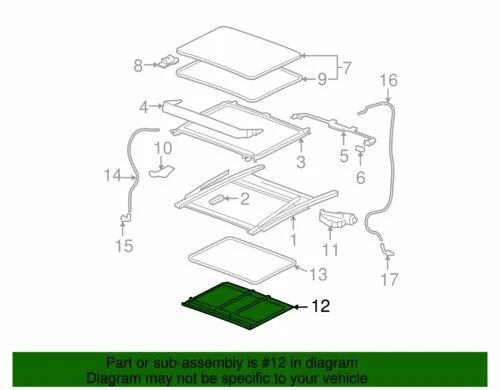 Conjunto de cubierta de techo corredizo parasol Chevrolet Malibu 2008-2012 genuino GM 22813944 Foto 2 de 2