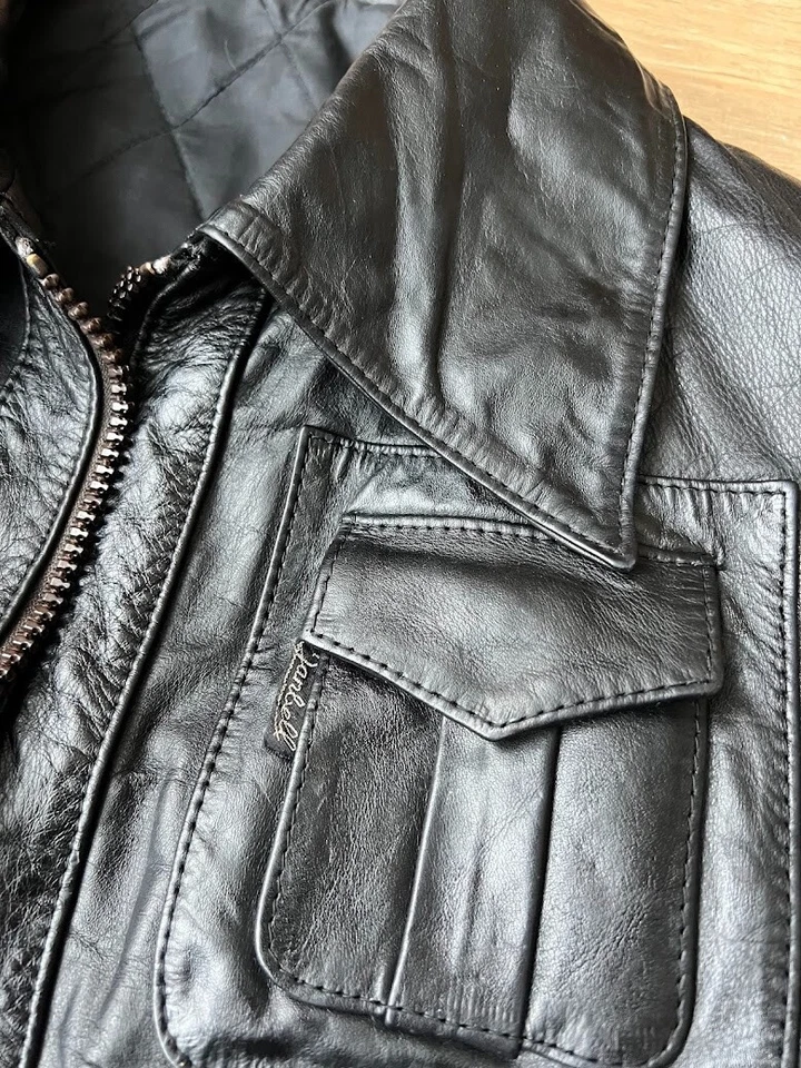 Chaqueta de cuero original rara vintage años 70 Janbell diseño sueco EUR 48, US 38 Foto 3 de 4