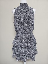 EXPRESS Women's Dress A-Line Sleeveless High Neck Elastic Waist Polyester.Size L