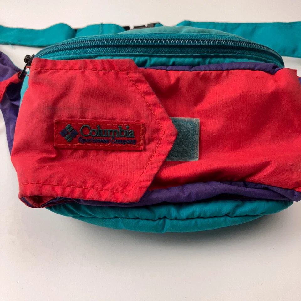 Pacote de cintura vintage década de 1990 Columbia cores brilhantes pacote de babá - Imagem 2 de 4