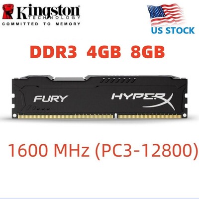 HyperX FURY DDR3 4GB 8GB 16GB 1600 MHz PC3-12800 Desktop RAM Memory DIMM 240pins