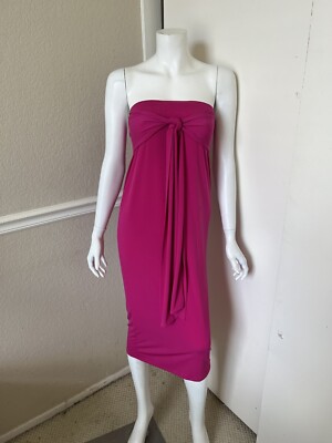 EMORY PARK NWT! Bright Pink Jersey Slinky Strapless Midi Dress Sz M NEW!