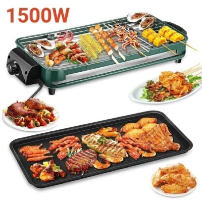 OYAJIA Barbecue da Tavolo 2in1 Elettrico Senza Gradini 1500W Tavolo Grill Indoor BBQ