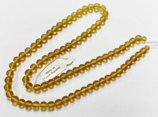 75 Vintage Jablonex Czech Glass Matte Topaz 8mm. Smooth Round Beads N802T