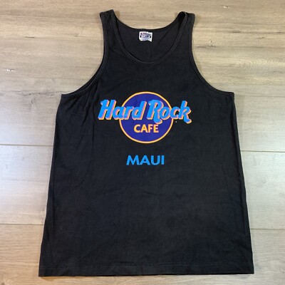 Vintage Hard Rock Cafe Maui Hawaii Size Medium Tank Top T-Shirt Hanes Beefy USA