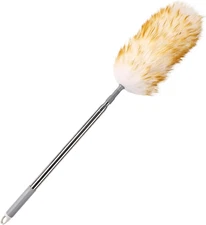 Lambswool Duster for Cleaning with Non-Slip Handle 98.4" Removable Retractable 