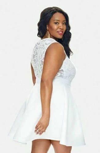 Plus size white fit and best sale flare dress