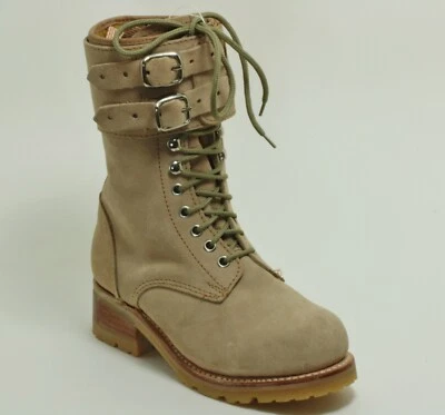 3 zapatos con cordones tapa de acero cuero beige hebilla botines botas Buffal... - Imagen 1 de 4