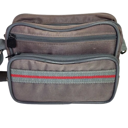 Estojo de câmera vintage anos 80 lona cinza cáqui bolsa de ombro *Desc - Imagem 2 de 4