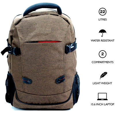 Mixi Lightweight Travel Backpack - Water Resistant 17" Laptop Hiking Bag For Men & Women, Casual Carry On Daypack (Brown)