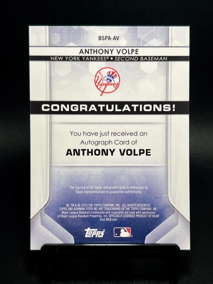 *SEE DESC* 2020 Bowman Sterling Anthony Volpe Prospect Auto #BSPA-AV Yankees - Image 2 of 2