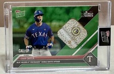 Evan Carter 2023 Topps Now WS 9 Double Game Used Base Relic Green Parallel  /75