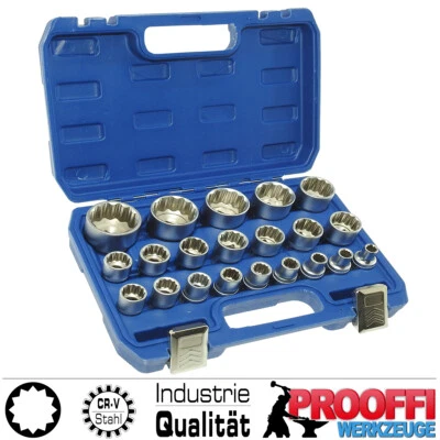 21-tlg Vielzahn Stecknuss Satz 8 - 36mm Innen 12-Kant 1/2" Steckschlüssel G13547 - Bild 1 von 4